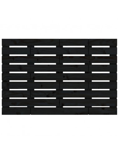 Testiera da Parete Nera 81x3x63 cm in Legno Massello di Pino