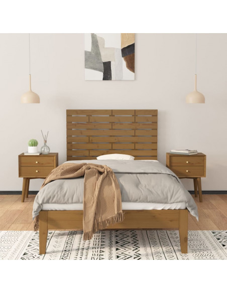 Testiera da Parete Miele 96x3x63 cm in Legno Massello di Pino
