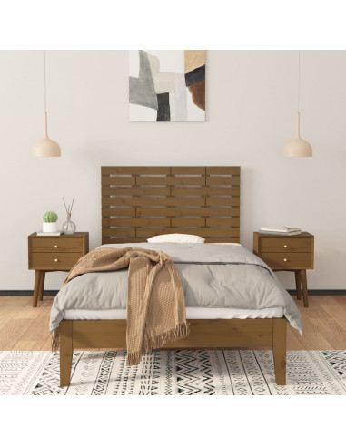 Testiera da Parete Miele 81x3x63 cm in Legno Massello di Pino