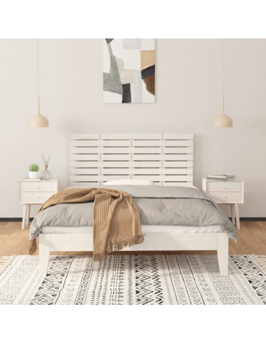 Testiera da Parete Bianca 126x3x63 cm in Legno Massello di Pino