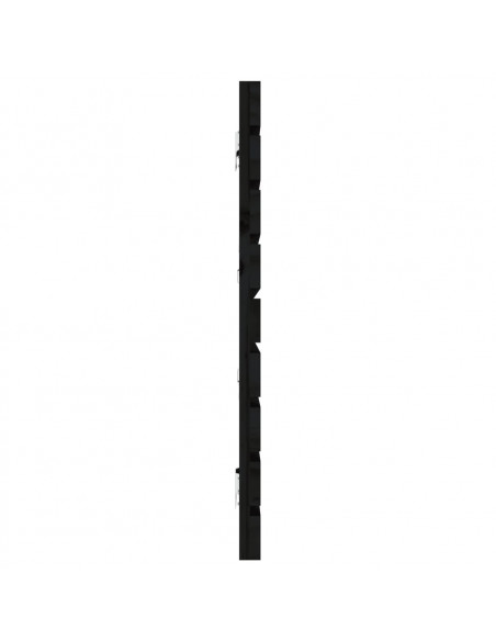 Testiera da Parete Nera 186x3x63 cm in Legno Massello di Pino