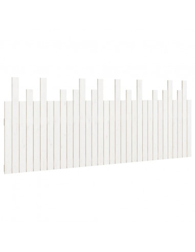 Testiera da Parete Bianca 204x3x80 cm in Legno Massello di Pino