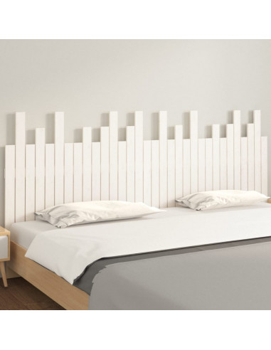 Testiera da Parete Bianca 204x3x80 cm in Legno Massello di Pino