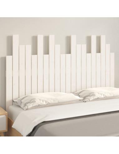 Testiera da Parete Bianca 127,5x3x80 cm Legno Massello di Pino