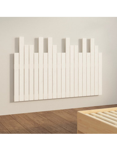 Testiera da Parete Bianca 127,5x3x80 cm Legno Massello di Pino