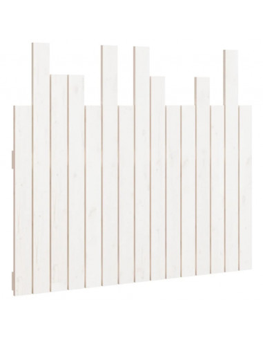 Testiera da Parete Bianca 95,5x3x80cm in Legno Massello di Pino