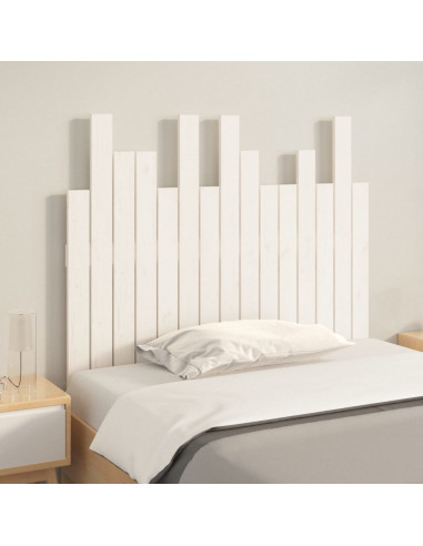 Testiera da Parete Bianca 95,5x3x80cm in Legno Massello di Pino