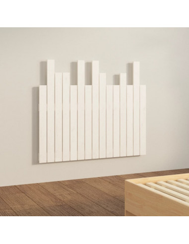 Testiera da Parete Bianca 95,5x3x80cm in Legno Massello di Pino