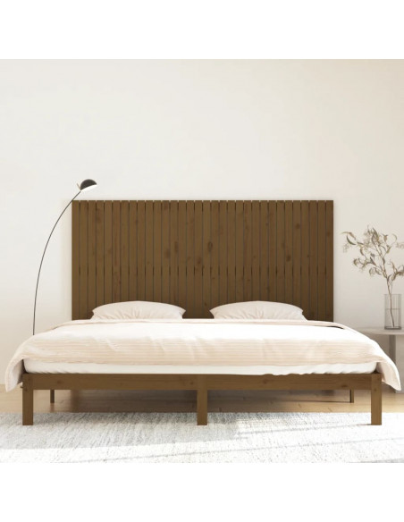Testiera da Parete Miele 204x3x110 cm in Legno Massello di Pino