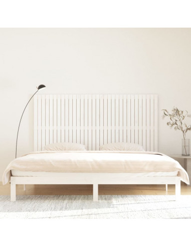 Testiera da Parete Bianca 204x3x110 cm Legno Massello di Pino