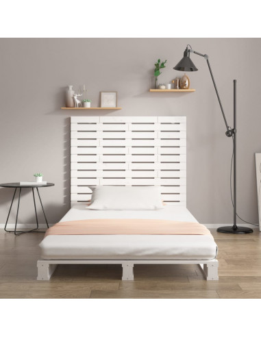 Testiera da Parete Bianca 96x3x91,5 cm Legno Massello di Pino