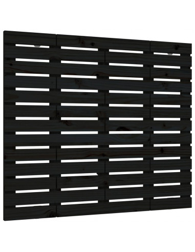 Testiera da Parete Nera 96x3x91,5cm in Legno Massello di Pino