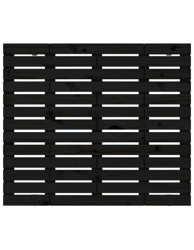 Testiera da Parete Nera 96x3x91,5cm in Legno Massello di Pino