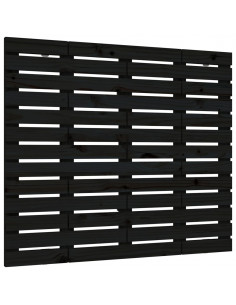 Testiera da Parete Nera 126x3x91,5cm in Legno Massello di Pino 2