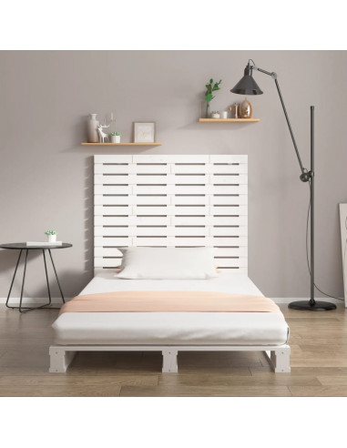 Testiera da Parete Bianca 146x3x91,5 cm Legno Massello di Pino