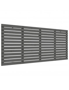 Testiera da Parete Grigia 206x3x91,5 cm Legno Massello di Pino 2