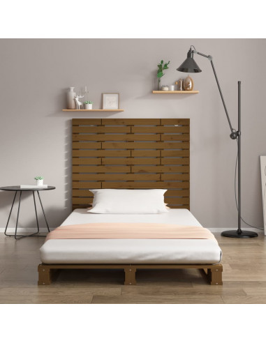 Testiera da Parete Miele 146x3x91,5cm in Legno Massello di Pino