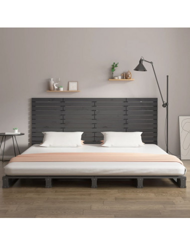 Testiera da Parete Grigia 166x3x91,5 cm Legno Massello di Pino