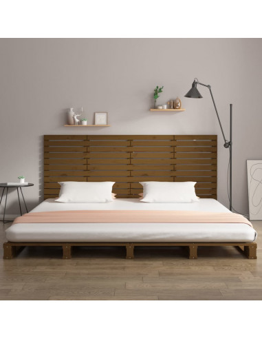 Testiera da Parete Miele 166x3x91,5cm in Legno Massello di Pino