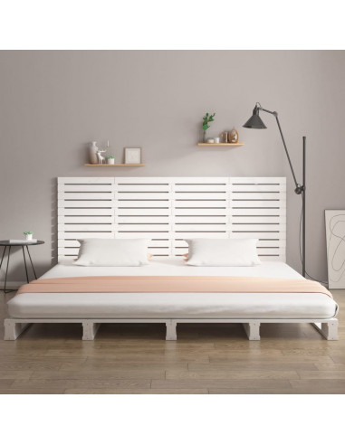 Testiera da Parete Bianca 166x3x91,5 cm Legno Massello di Pino