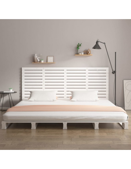 Testiera da Parete Bianca 166x3x91,5 cm Legno Massello di Pino