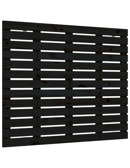 Testiera da Parete Nera 81x3x91,5cm in Legno Massello di Pino