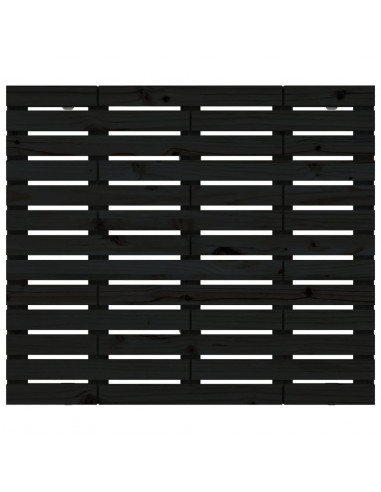 Testiera da Parete Nera 81x3x91,5cm in Legno Massello di Pino