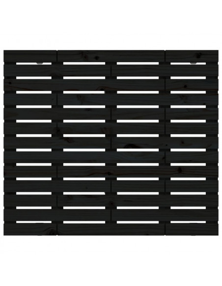 Testiera da Parete Nera 81x3x91,5cm in Legno Massello di Pino