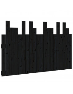 Testiera da Parete Nera 127,5x3x80 cm in Legno Massello di Pino 2
