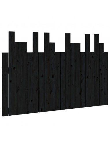 Testiera da Parete Nera 127,5x3x80 cm in Legno Massello di Pino