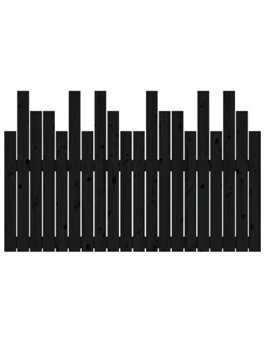 Testiera da Parete Nera 127,5x3x80 cm in Legno Massello di Pino