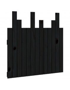 Testiera da Parete Nera 82,5x3x80 cm in Legno Massello di Pino 2