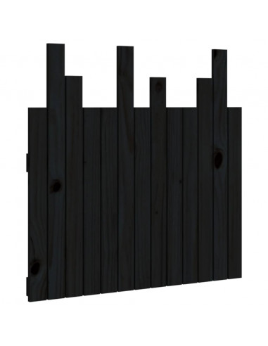 Testiera da Parete Nera 82,5x3x80 cm in Legno Massello di Pino
