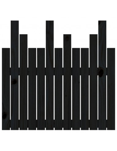 Testiera da Parete Nera 82,5x3x80 cm in Legno Massello di Pino