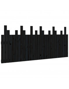Testiera da Parete Nera 185x3x80 cm in Legno Massello di Pino 2