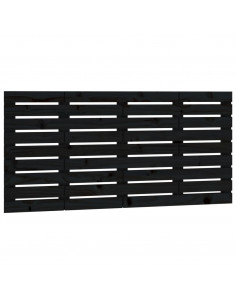 Testiera da Parete Nera 126x3x63 cm in Legno Massello di Pino 2