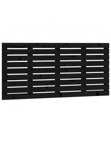 Testiera da Parete Nera 126x3x63 cm in Legno Massello di Pino