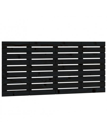 Testiera da Parete Nera 126x3x63 cm in Legno Massello di Pino