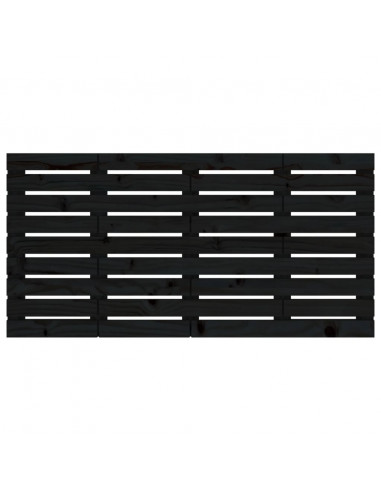 Testiera da Parete Nera 126x3x63 cm in Legno Massello di Pino