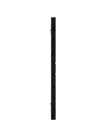 Testiera da Parete Nera 126x3x63 cm in Legno Massello di Pino