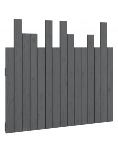 Testiera da Parete Grigia 95,5x3x80cm in Legno Massello di Pino 2