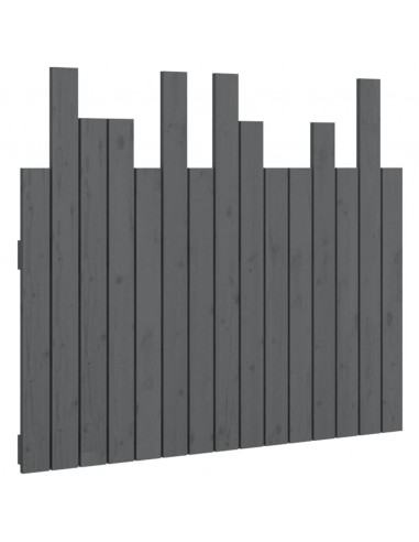 Testiera da Parete Grigia 95,5x3x80cm in Legno Massello di Pino