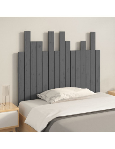 Testiera da Parete Grigia 95,5x3x80cm in Legno Massello di Pino