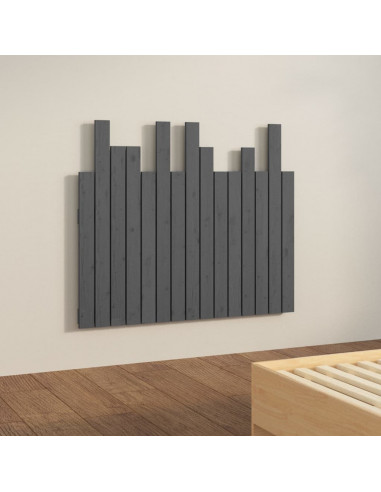 Testiera da Parete Grigia 95,5x3x80cm in Legno Massello di Pino