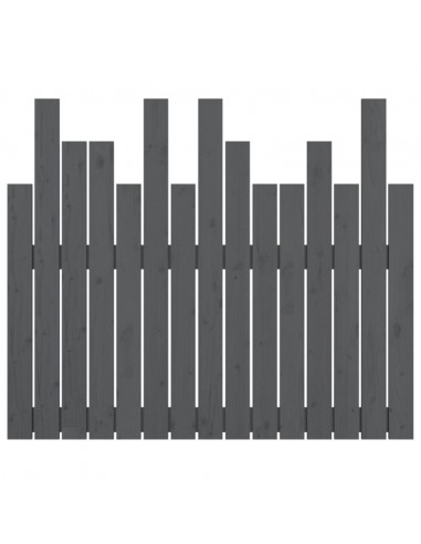 Testiera da Parete Grigia 95,5x3x80cm in Legno Massello di Pino