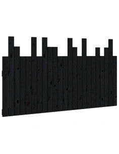 Testiera da Parete Nera 146,5x3x80 cm in Legno Massello di Pino 2