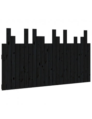 Testiera da Parete Nera 146,5x3x80 cm in Legno Massello di Pino