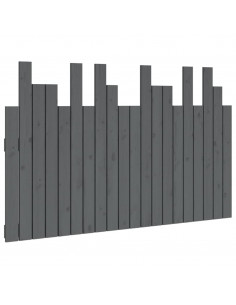 Testiera da Parete Grigia 127,5x3x80 cm Legno Massello di Pino 2