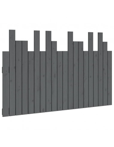 Testiera da Parete Grigia 127,5x3x80 cm Legno Massello di Pino