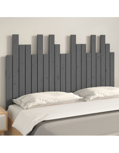 Testiera da Parete Grigia 127,5x3x80 cm Legno Massello di Pino